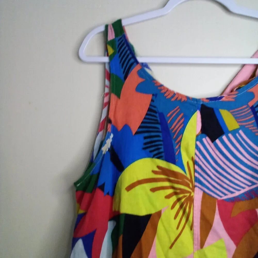 For Cynthia Dress Women XL Sleeveless Loud Pattern Linen Blend Colorful - Picture 4 of 16